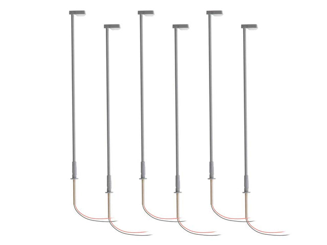 Short-Arm Highway Warm White LED Street Light/Lamp 6-Pack -- Gray Mast 4" 10.2cm Tall