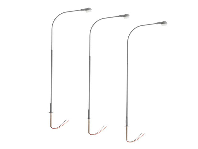 Single-Arm Cobra-Head Warm White LED Street Light/Lamp 3-Pack -- Gray Mast 4" 10.2cm Tall