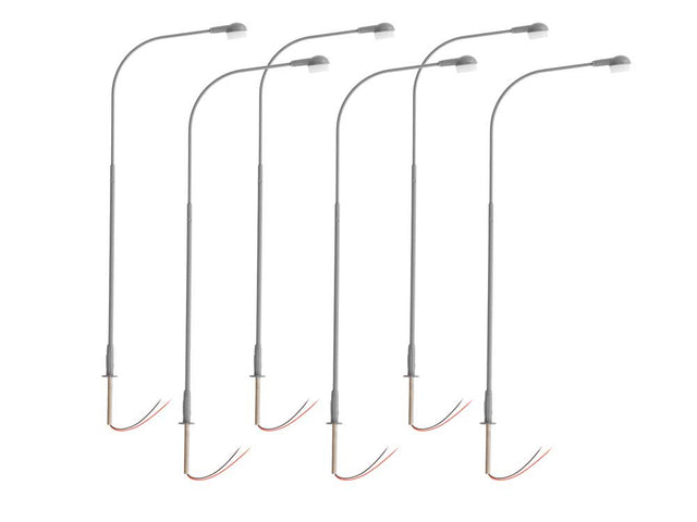 Single-Arm Cobra-Head Warm White LED Street Light/Lamp 6-Pack -- Gray Mast 4" 10.2cm Tall