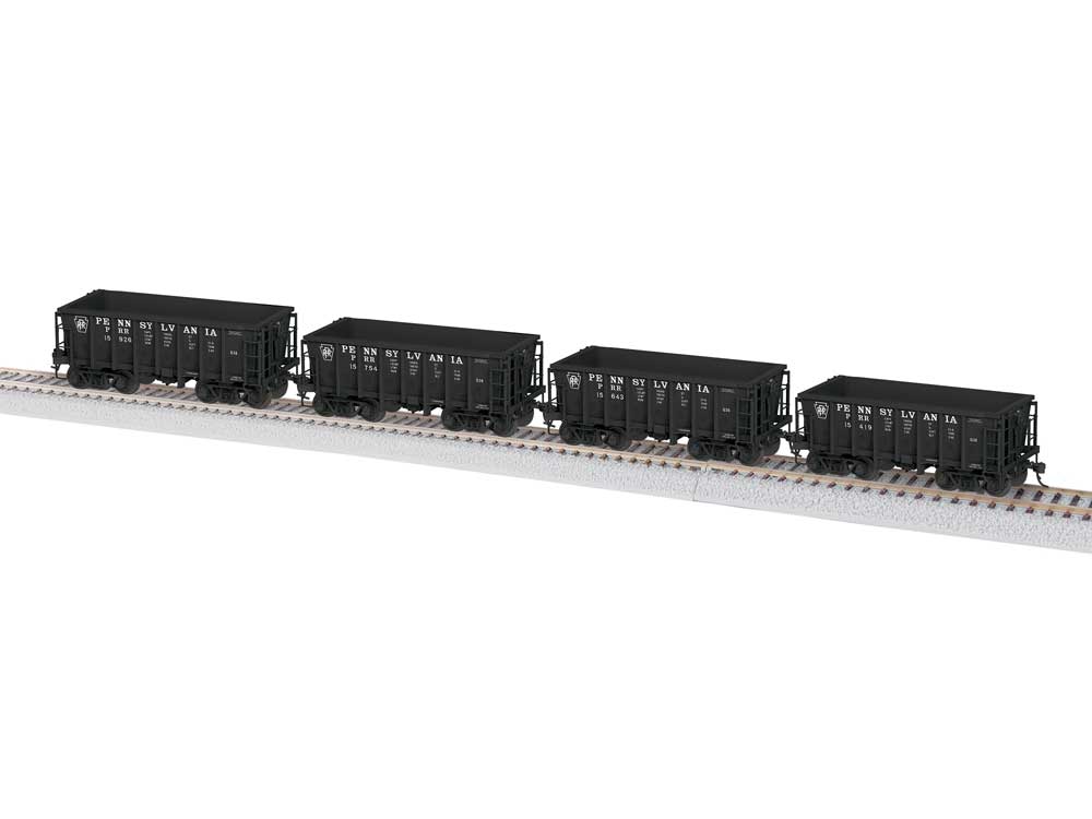Class G38 Ore Car 4-Pack - Ready to Run -- Pennsylvania Railroad #15419, 15643, 15754, 15926 (As-Delivered, black)