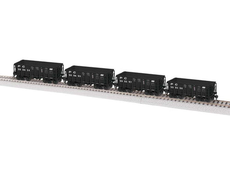 Class G38B Ore Car 4-Pack - Ready to Run -- Penn Central #500358, 500597, 500603, 500824 (black)