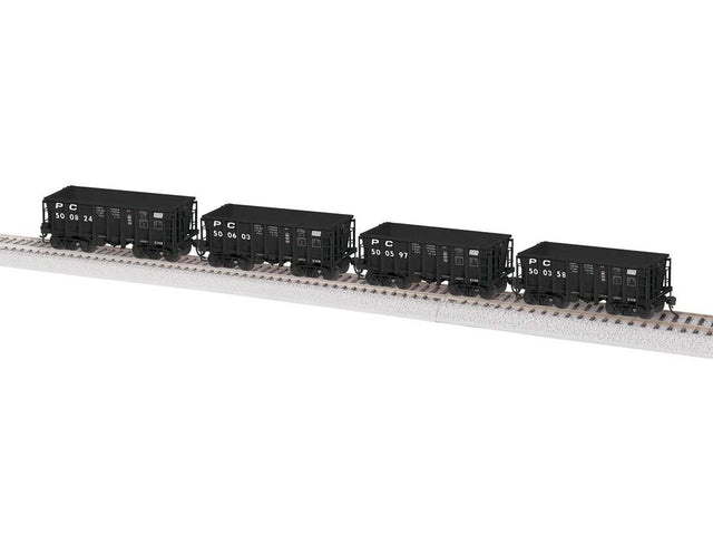 Class G38B Ore Car 4-Pack - Ready to Run -- Penn Central #500358, 500597, 500603, 500824 (black)