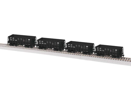 Class G38B Ore Car 4-Pack - Ready to Run -- Penn Central #500070, 500302, 500554, 500760 (black)