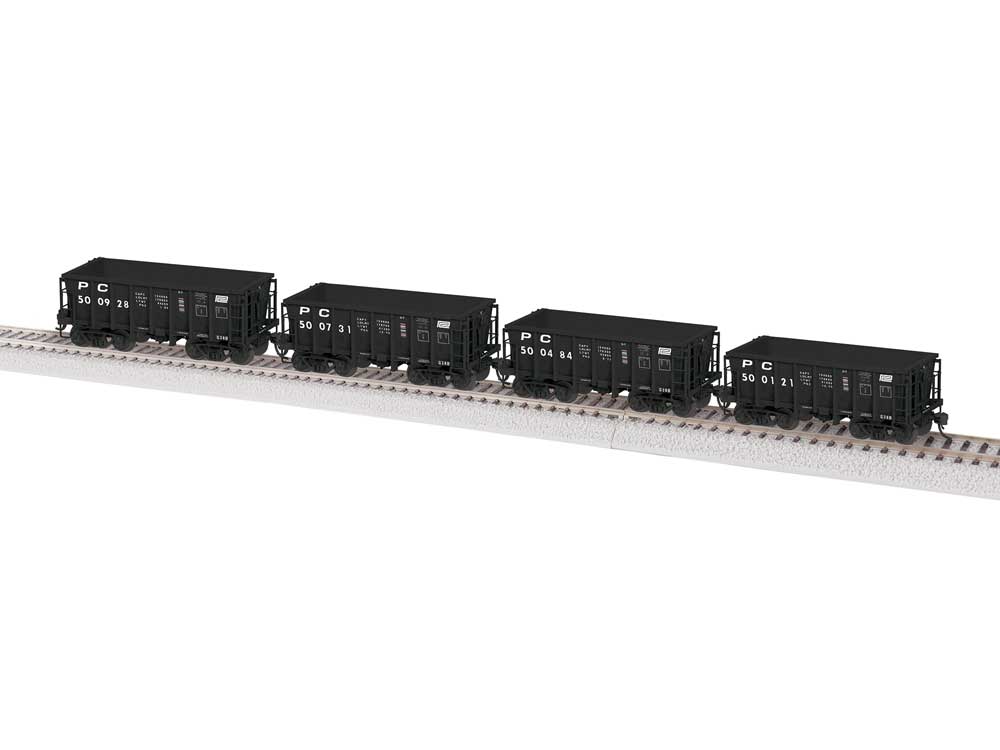 Class G38 Ore Car 4-Pack - Ready to Run -- Penn Central #500121, 500484, 500731, 500928 (black)