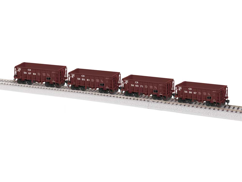 Class G38B Ore Car 4-Pack - Ready to Run -- Conrail #500067, 500271, 500541, 500776 (Scheme 1, Boxcar Red)