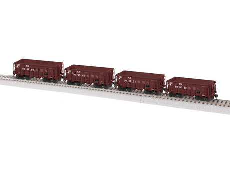 Class G38B Ore Car 4-Pack - Ready to Run -- Conrail #500067, 500271, 500541, 500776 (Scheme 1, Boxcar Red)