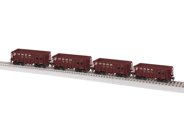 Class G38B Ore Car 4-Pack - Ready to Run -- Conrail #500206, 500253, 500641, 500706 (Scheme 2, Boxcar Red)