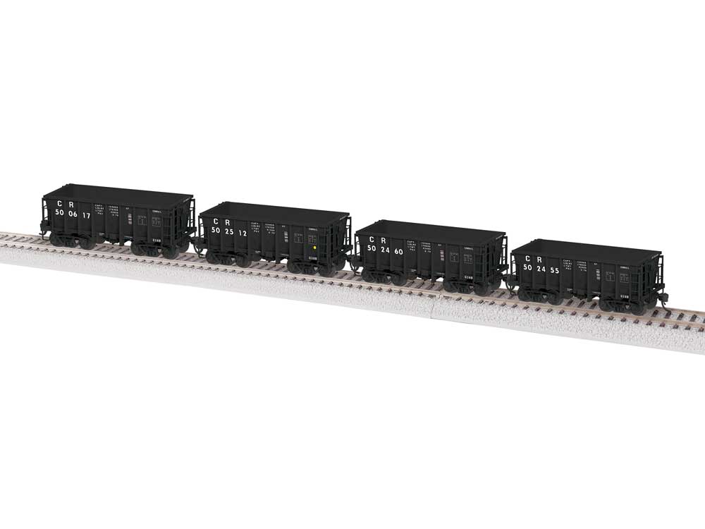 Class G38B Ore Car 4-Pack - Ready to Run -- Conrail #502455, 502460, 502512, 502613 (black)