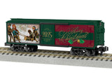 Boxcar - Ready to Run - American Flyer(R) -- 2025 Christmas (green, red, gold, Mural Sides)-2
