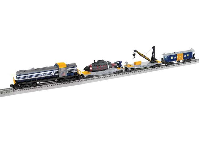 Navy Set - 3-Rail - LionChief Bluetooth 5.0 Sound & Control -- Alco RS3, 3 Cars, FasTrack Oval, Remote Controller-1