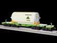 8-Axle Heavy-Duty Flatcar w/Canister Load - 3-Rail - Ready to Run -- Area 51 #XP09D (green, gray)-1