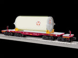 8-Axle Heavy-Duty Flatcar w/Canister Load - 3-Rail - Ready to Run -- AEC #1948 (red, gray)-2