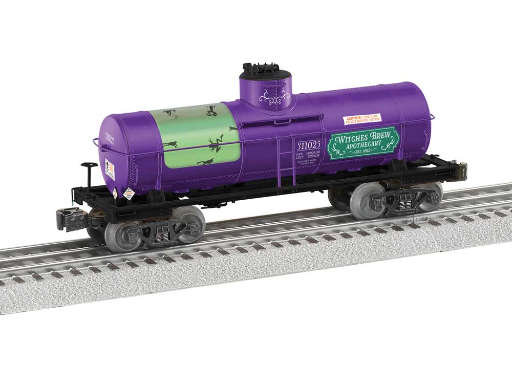 8,000-Gallon Tank Car - 3-Rail - Ready to Run -- Halloween #311025 (purple, green, black)