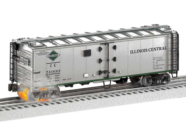 Steel Reefer with Hotbox Effects - 3-Rail - Ready to Run -- Illinois Central #51000 (silver, gren, black)