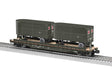 Intermodal TOFC Flatcar w/2 Trailers - 3-Rail - Ready to Run -- U.S. Army #39514 (green)