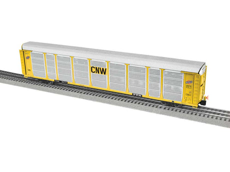 89' Enclosed Auto Carrier w/FreightSounds - 3-Rail - Ready to Run - Vision -- Chicago & North Western #983715 (silver, yellow, black)