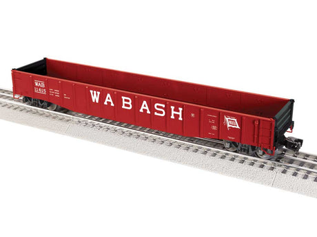 Pullman-Standard PS-5 50' Gondola - 3-Rail - Ready to Run -- Wabash #11615 (Boxcar Red, white)