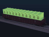 Pullman-Standard PS-5 50' Gondola w/Canister Load - 3-Rail - Ready to Run -- Atomic Energy Commission AEC #1951 (red, Glow-in-the-Dark Load)-2
