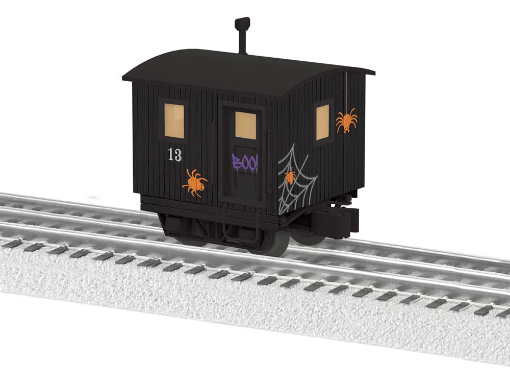 Disconnect Truck Caboose - 3-Rail - Ready to Run -- Halloween (black, orange)