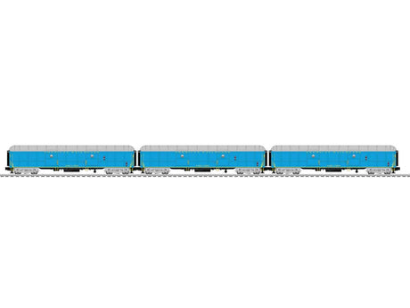 Class B60 Heavyweight Baggage Car 3-Pack - 3-Rail - Ready to Run -- American Railroads (blue, gray, yellow)