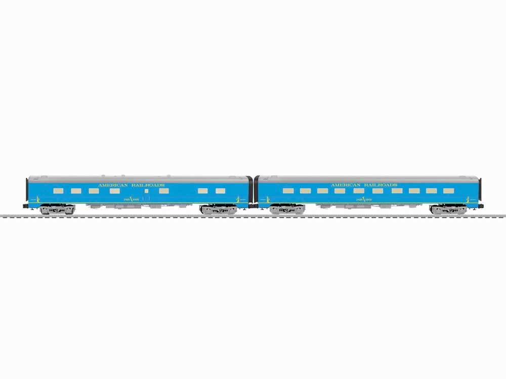 21" Streamlined Smooth-Side Twin-Unit Diner - 3-Rail w/RailSounds - Ready t -- American Railroads (blue, gray, yellow)