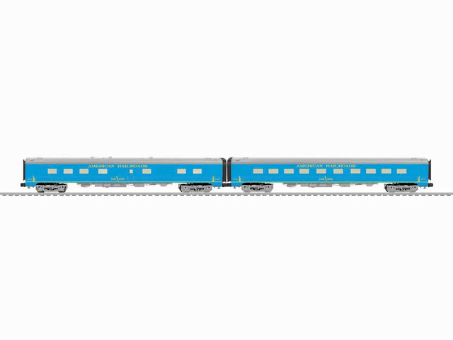 21" Streamlined Smooth-Side Twin-Unit Diner - 3-Rail w/RailSounds - Ready t -- American Railroads (blue, gray, yellow)