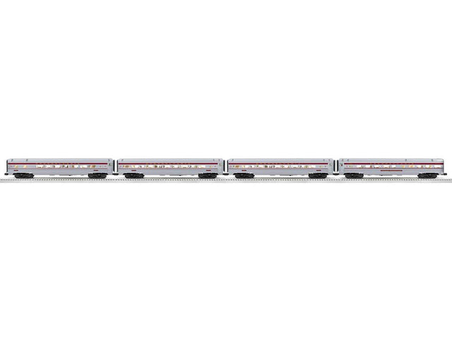 18" Streamlined Fluted-Side 3 Coaches, Observation - 3-Rail Ready to Run - -- Pennsylvania Railroad (silver, Tuscan, Congressional)