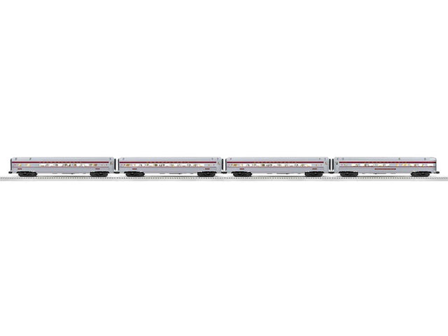18" Streamlined Fluted-Side 3 Coaches, Observation - 3-Rail Ready to Run - -- Pennsylvania Railroad (silver, Tuscan, Senator)