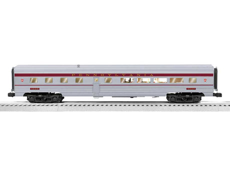 18" Streamlined Fluted Diner - 3-Rail - Ready to Run - StationSounds -- Pennsylvania Railroad #4525 (silver, Tuscan)