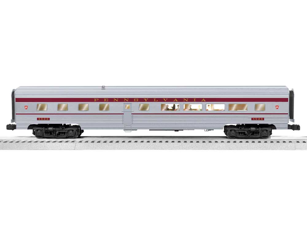 18" Streamlined Fluted Diner - 3-Rail - Ready to Run - StationSounds -- Pennsylvania Railroad #4526 (silver, Tuscan)