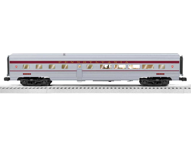 18" Streamlined Fluted Diner - 3-Rail - Ready to Run - StationSounds -- Pennsylvania Railroad #4526 (silver, Tuscan)