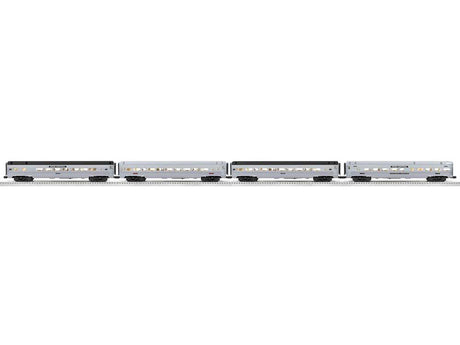 18" Streamlined Fluted-Side 3 Coaches, Observation - 3-Rail Ready to Run - -- Penn Central (silver, black)