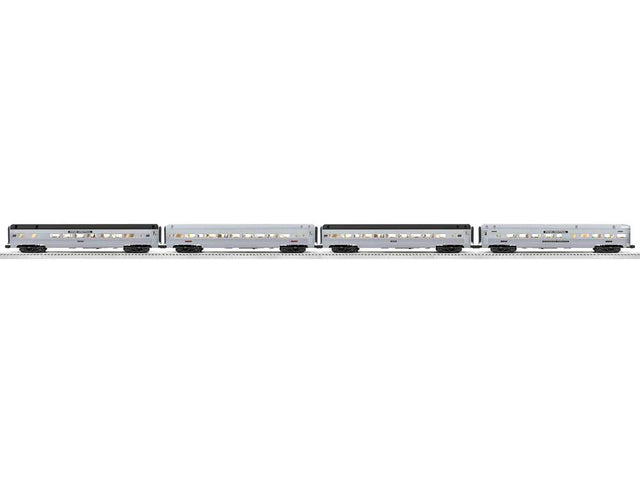 18" Streamlined Fluted-Side 3 Coaches, Observation - 3-Rail Ready to Run - -- Penn Central (silver, black)