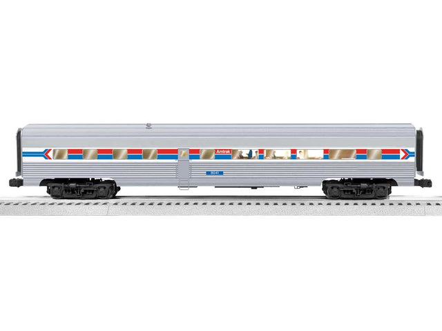 18" Streamlined Fluted Diner - 3-Rail - Ready to Run - StationSounds -- Amtrak #8041 (Phase 1, silver, red, blue, white)