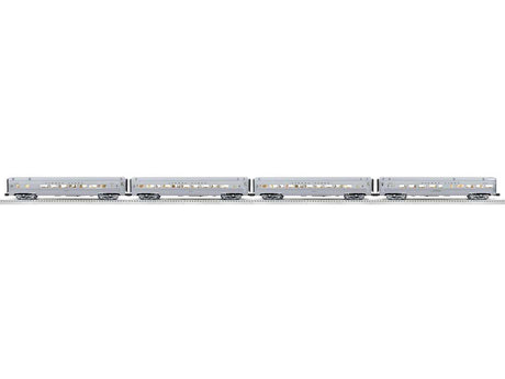 18" Streamlined Fluted-Side 3 Coaches, Observation - 3-Rail Ready to Run - -- Lionel Lines (silver)