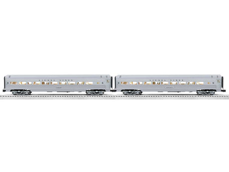 18" Streamlined Fluted Coach 2-Pack - 3-Rail - Ready to Run - RailSounds -- Lionel Lines #2323, Legacy (silver)