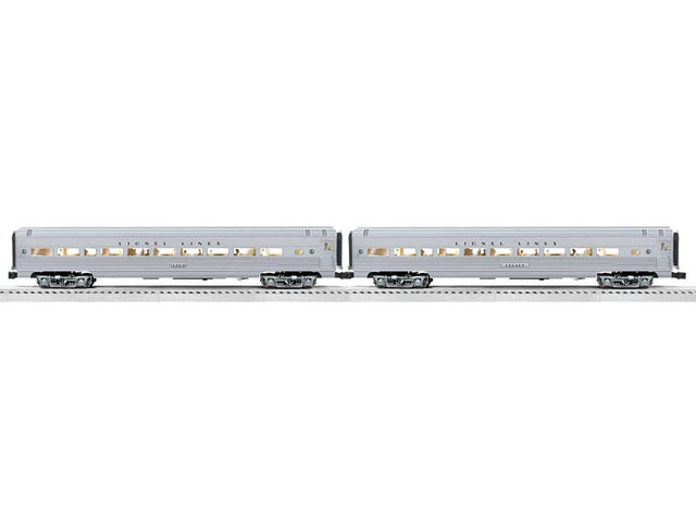18" Streamlined Fluted Coach 2-Pack - 3-Rail - Ready to Run - RailSounds -- Lionel Lines #2323, Legacy (silver)