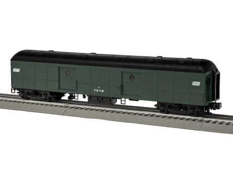 Class B60 Heavyweight Baggage Car - 3-Rail - Ready to Run -- Penn Central #7518 (Jade Green, black, white, small logo)