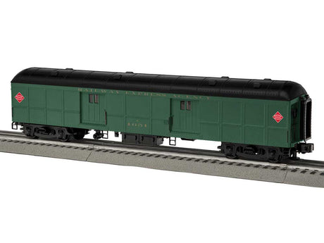 B60 Heavyweight Baggage Car - 3-Rail - Ready to Run - Vision Station Sounds -- Railway Express Agency #1651 (green, black, red)
