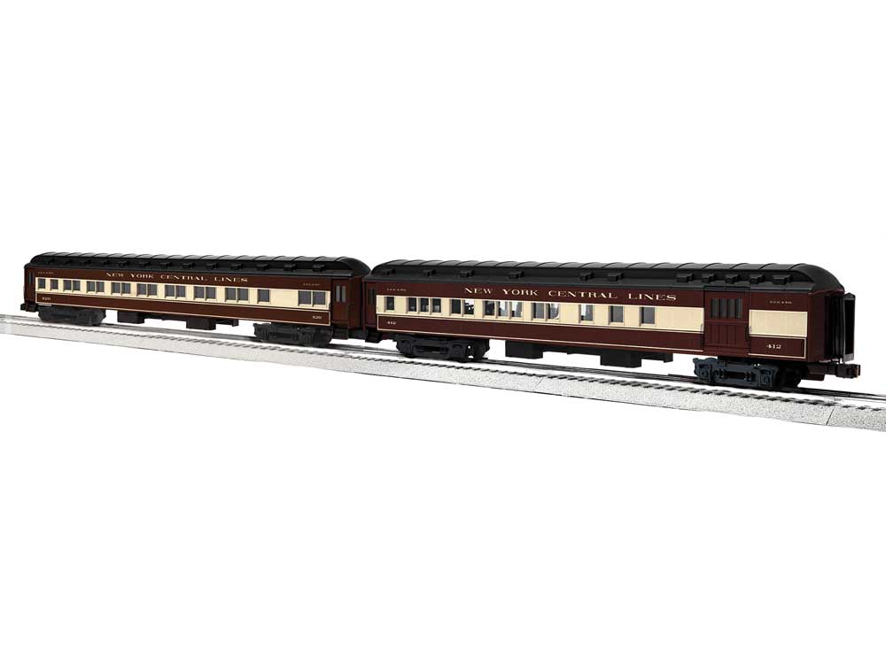 18' Heavyweight Pullman Combine & Coach Set - 3-Rail - Ready to Run -- New York Central Set A (Niagara Falls, brown, cream, black)