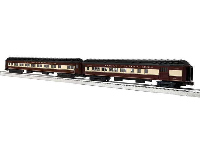 18' Heavyweight Pullman Combine & Coach Set - 3-Rail - Ready to Run -- New York Central Set A (Niagara Falls, brown, cream, black)