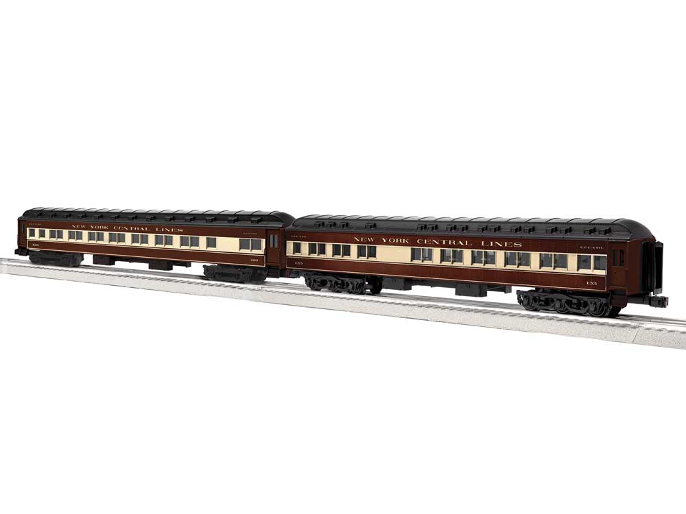 18" Heavyweight Pullman Coach 2-Pack - 3-Rail - Ready to Run -- New York Central Set B (Niagara Falls, brown, cream, black)