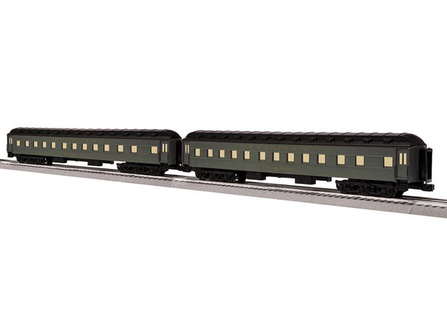 18" Heavyweight Pullman Sleeper 2-Pack - 3-Rail - Ready to Run -- New York Central Add-On #2 (20th Century Ltd, Pullman Green)