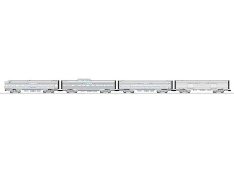 15" Baggage, Coach, Dome, Observation Set - 3-Rail - Ready to Run -- Santa Fe (aluminum)