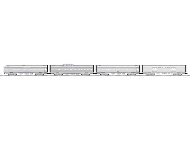15" Baggage, Coach, Dome, Observation Set - 3-Rail - Ready to Run -- Santa Fe (aluminum)