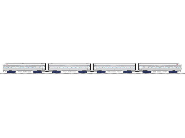 15" Baggage, 2 Coaches, Observation Set - 3-Rail - Ready to Run -- Reading (aluminum)