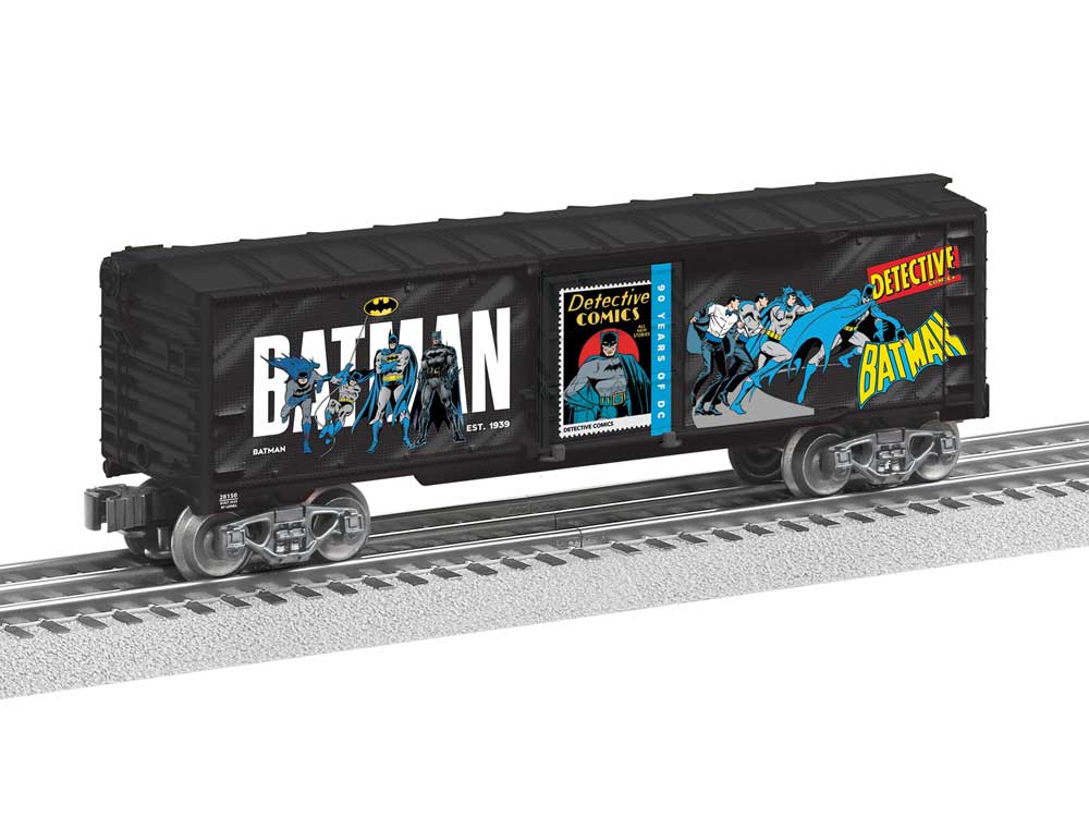 Steel Boxcar - 3-Rail - Ready to Run -- Batman (DC Comics 90th Anniversary, black, white)