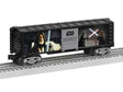 Steel Boxcar with Illuminated Light Sabers - 3-Rail - Ready to Run -- Star Wars(TM) Darth Vader vs. Obi-Wan Kenobi (black, Ful-Color Sides)-1