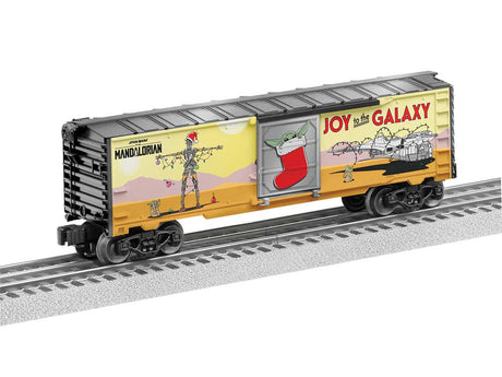 Steel Boxcar - 3-Rail - Ready to Run -- Star Wars(TM) The Mandalorian (Grogu Christmas)-1