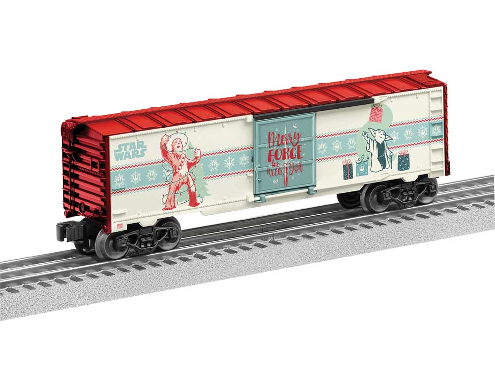 Steel Boxcar - 3-Rail - Ready to Run -- Star Wars(TM) (Christmas red, white, light green)-1